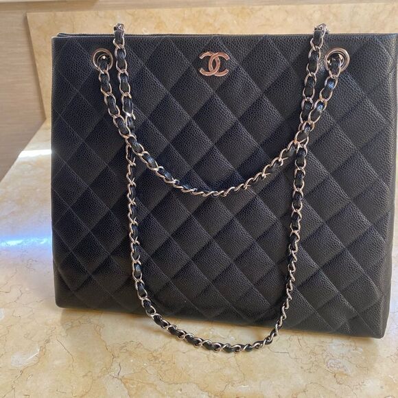 EUC Vintage CHANEL Black Bag with Silver Hardware - Picture 9 of 15